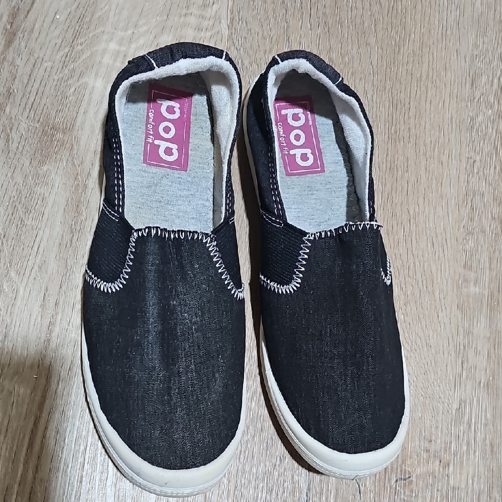 Pop Kids Black and White Slip-On Sneakers